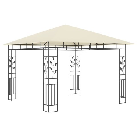 Altana z moskitierą i sznurem lampek LED, 3x3x2,73 cm, kremowa