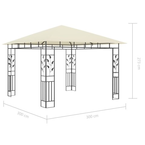 Altana z moskitierą i sznurem lampek LED, 3x3x2,73 cm, kremowa