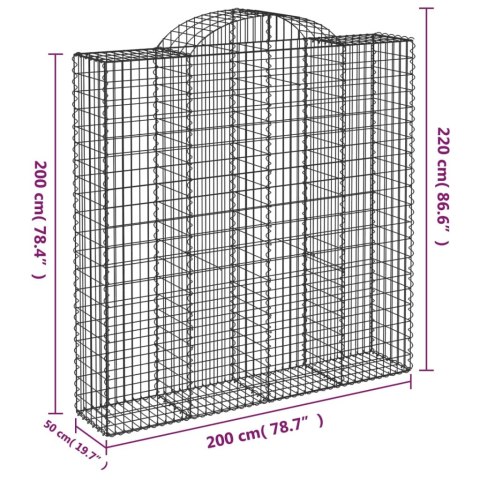 Kosze gabionowe, 2 szt, 200x50x200/220cm, galwanizowane żelazo