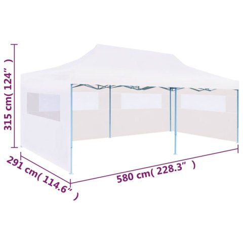 Składany namiot ze ścianami bocznymi, 3 x 6 m, stal, biały