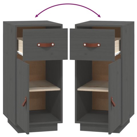 Szafka, szara, 34x40x75 cm, lite drewno sosnowe