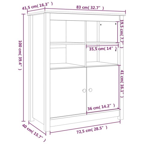 Szafka, szara, 83x41,5x100 cm, lite drewno sosnowe