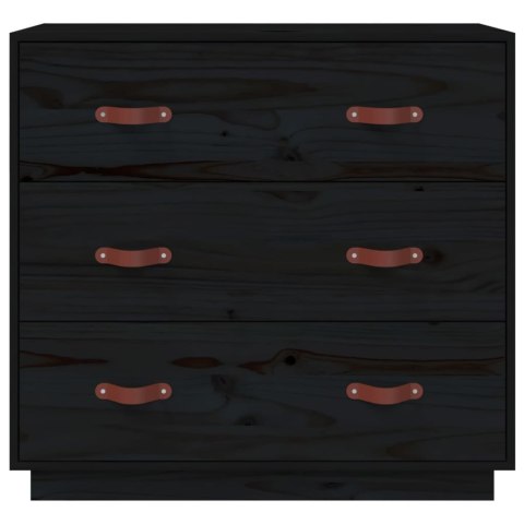 Komoda, czarna, 80x40x75 cm, lite drewno sosnowe