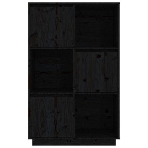 Wysoka szafka, czarna, 74x35x117 cm, lite drewno sosnowe