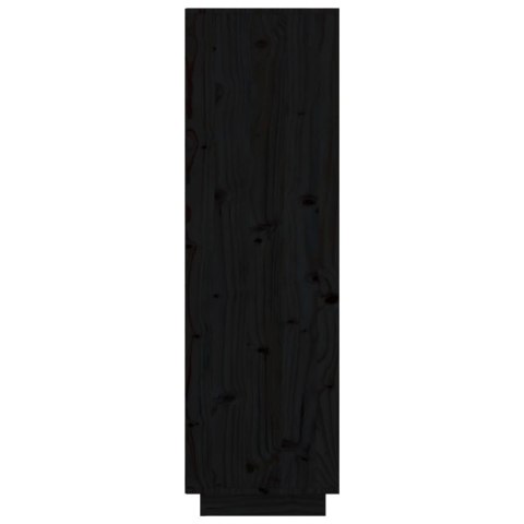 Wysoka szafka, czarna, 74x35x117 cm, lite drewno sosnowe