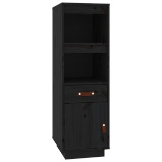 Kredens, czarny, 34x40x108,5 cm, lite drewno sosnowe