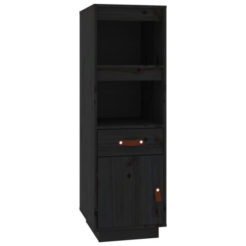 Kredens, czarny, 34x40x108,5 cm, lite drewno sosnowe
