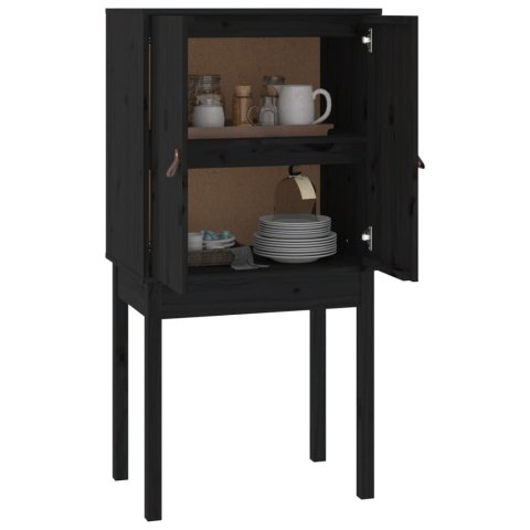 Kredens, czarny, 60x40x120 cm, lite drewno sosnowe
