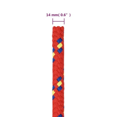 Linka żeglarska, czerwona, 14 mm, 100 m, polipropylen