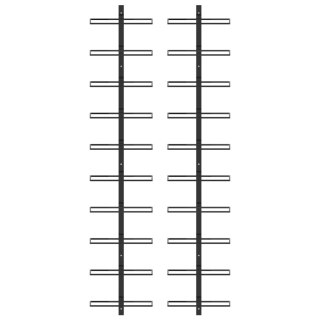 Ścienne uchwyty na 20 butelek wina, 2 szt., czarne, metalowe