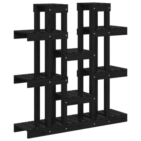 Kwietnik, czarny, 104,5x25x109,5 cm, lite drewno sosnowe