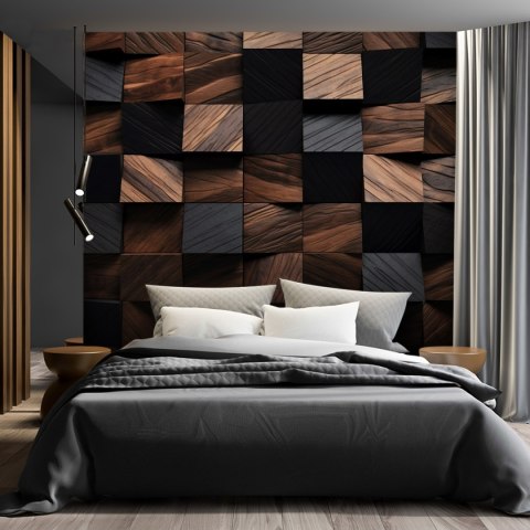 Fototapeta, Mozaika drewniana kostka 3D - 100x70