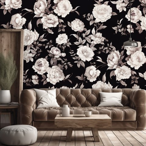 Fototapeta, Czarno białe kwiaty - 100x70