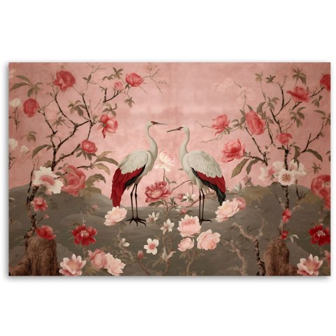 Obraz na płótnie, Kwiaty i ptaki Chinoiserie - 100x70