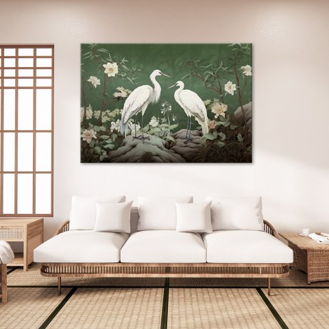 Obraz na płótnie, Białe Żurawie Abstrakcja - 120x80