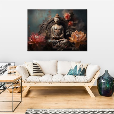 Obraz na płótnie, Budda Kwiaty Zen - 100x70