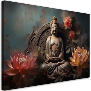 Obraz na płótnie, Budda Kwiaty Zen - 120x80
