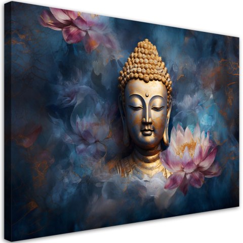 Obraz na płótnie, Budda i kwiaty zen - 100x70
