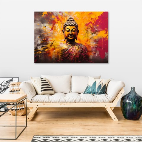 Obraz na płótnie, Posąg Buddy kolorowa abstrakcja - 60x40