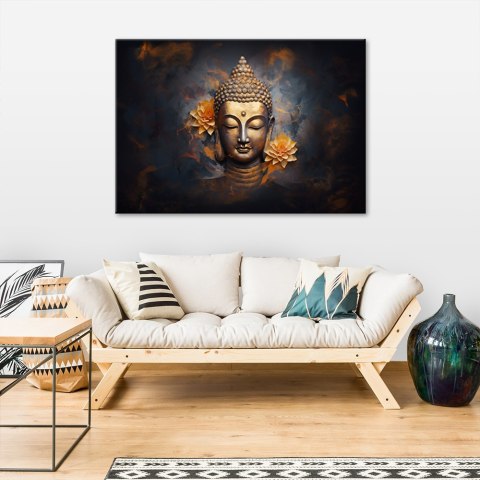 Obraz na płótnie, Złoty budda abstrakcja - 120x80