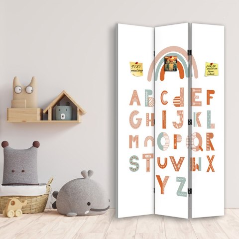 Parawan dwustronny korkowy, Alfabet z tęczą - 110x170