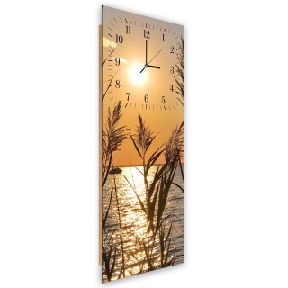 Obraz z zegarem, Trzciny o zachodzie słońca - 40x118