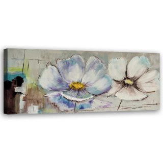 Obraz na płótnie, Malowane kwiaty shabby chic - 90x30