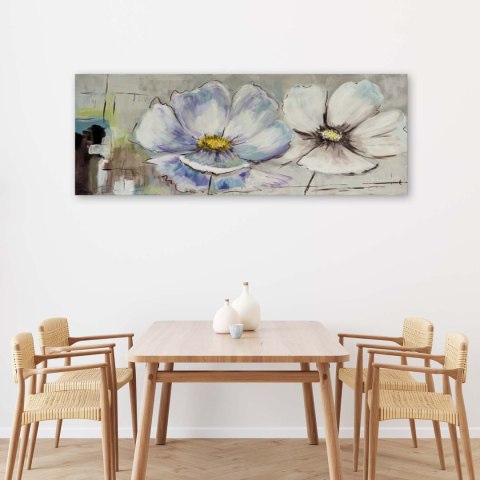 Obraz na płótnie, Malowane kwiaty shabby chic - 90x30