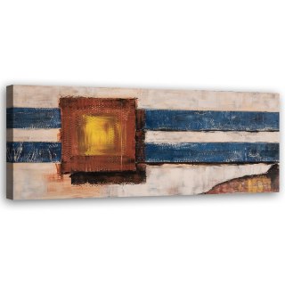 Obraz na płótnie, Niebieskie linie abstrakcja malowana - 150x50