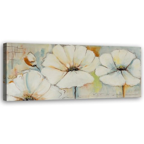 Obraz na płótnie, Pastelowe malowane kwiaty - 150x50