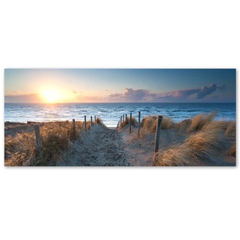 Obraz na płótnie, Zachód słońca na plaży nad morzem - 90x30