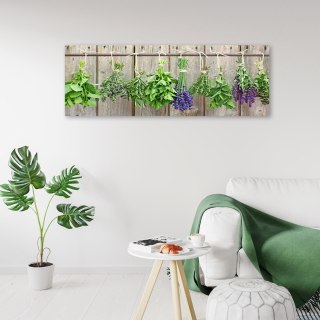 Obraz na płótnie, Zioła przyprawy do kuchni - 120x40
