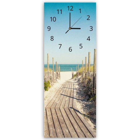 Obraz z zegarem, Ścieżka na plażę - 30x90