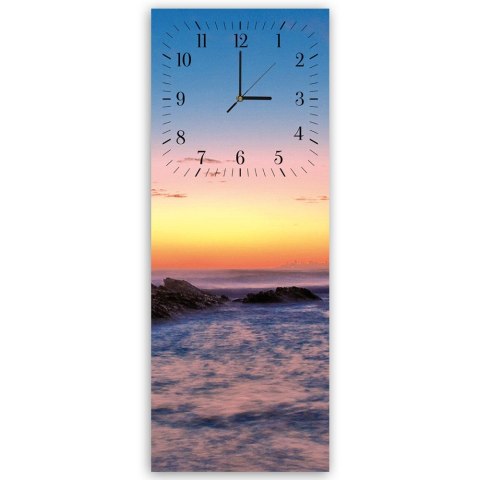 Obraz z zegarem, Skały o zachodzie słońca - 40x118