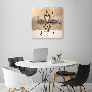 Obraz z zegarem, Zakochane łabędzie - 40x40