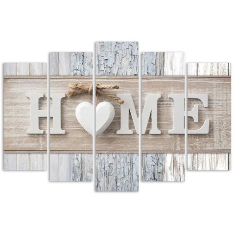 Obraz 5 częściowy na płótnie, Napis Home w skandynawskim stylu - 150x100