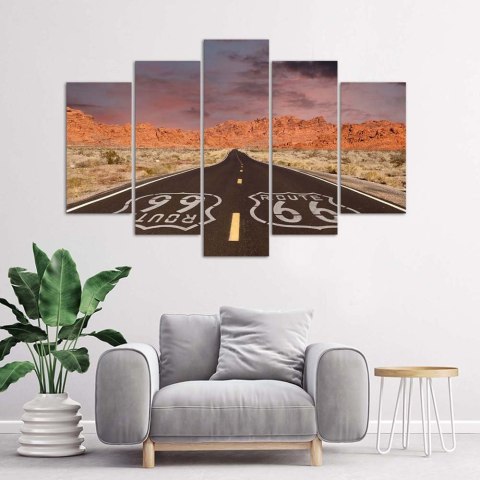 Obraz 5 częściowy na płótnie, Route 66 Road - 100x70