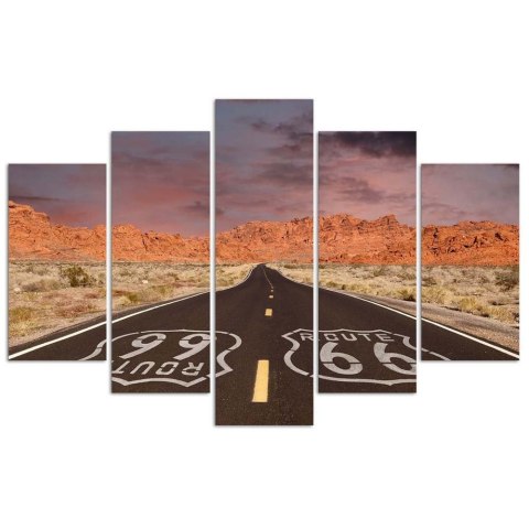 Obraz 5 częściowy na płótnie, Route 66 Road - 150x100