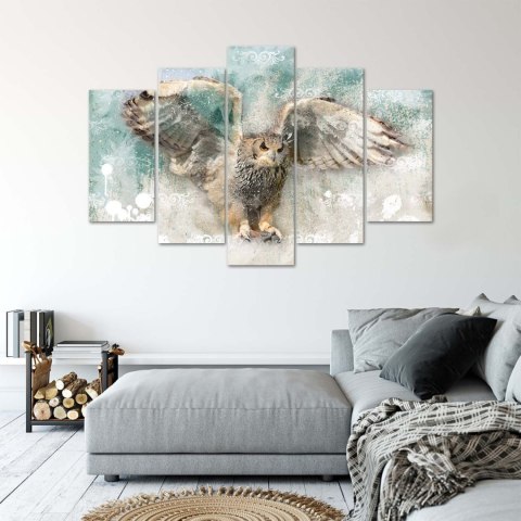Obraz 5 częściowy na płótnie, Sowa w locie - 150x100