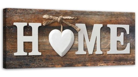 Obraz na płótnie, Napis Home na tle desek w stylu vintage - 150x50