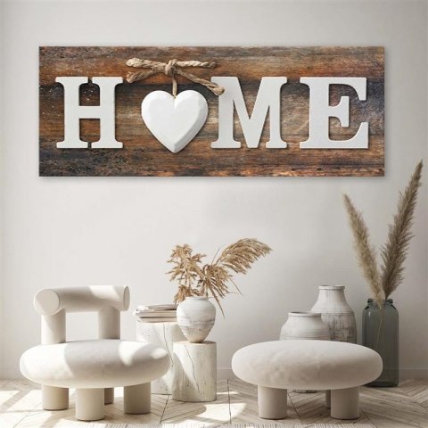 Obraz na płótnie, Napis Home na tle desek w stylu vintage - 150x50