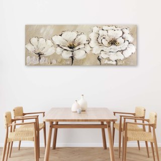 Obraz na płótnie, Trzy białe kwiaty - 120x40