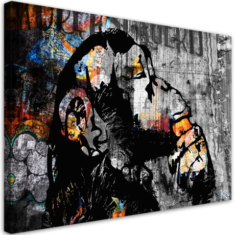 Obraz na płótnie, Street art banksy małpa abstrakcja - 120x80