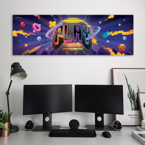 Obraz na płótnie, Symbole gry, neon - 150x50