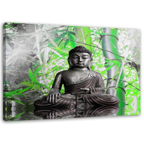 Obraz na płótnie, Budda i liście - 60x40