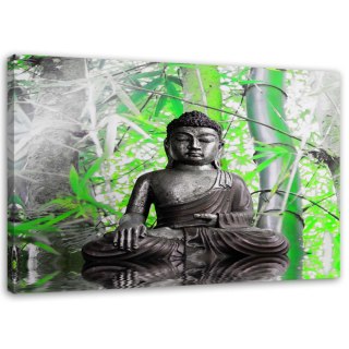 Obraz na płótnie, Budda i liście - 90x60