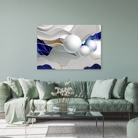 Obraz na płótnie, Niebieska abstrakcja z kulami 3D - 60x40