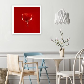 Obraz na płótnie, Pomidor i krople wody czerwony - 60x60