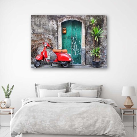 Obraz na płótnie, Czerwony skuter Toskania - 60x40