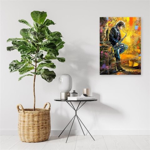 Obraz na płótnie, Muzyk z saksofonem malowany - 60x90
